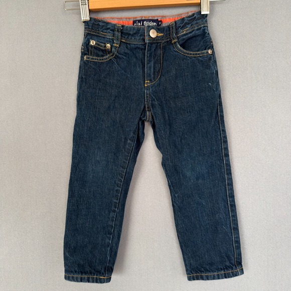 Mini Boden Other - Mini Boden Flannel Lined Denim Jeans Boys Size 3T Navy Blue Cotton Pants